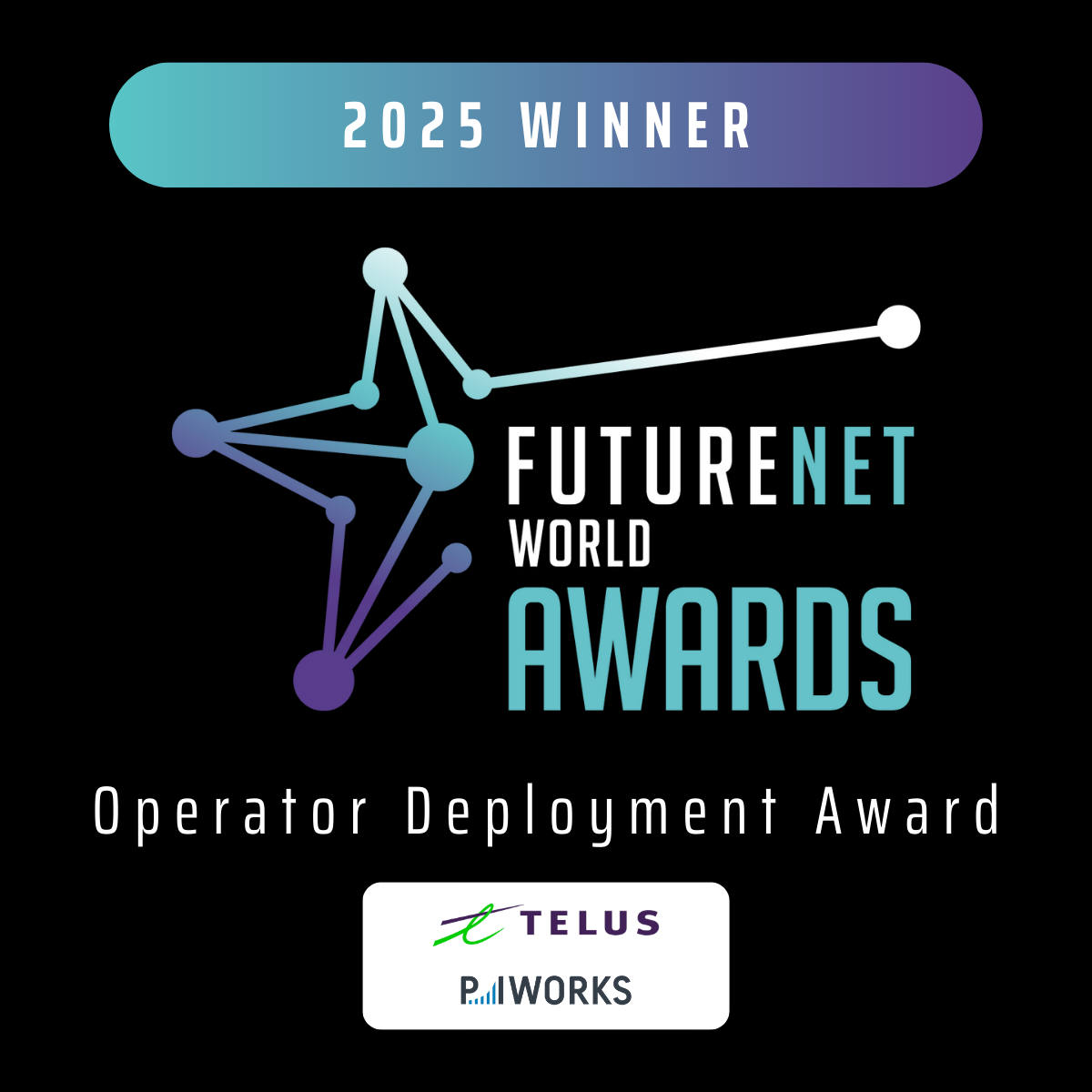 Winner of Operator Deployment Award with TELUS at FutureNet World 2025